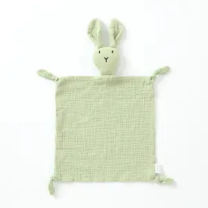 新设计兔子安全平纹棉布被子超柔软婴儿舒缓毛巾