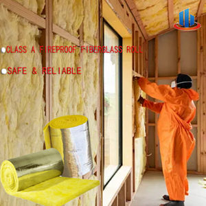 <span class=keywords><strong>Rouleau</strong></span> <span class=keywords><strong>de</strong></span> <span class=keywords><strong>laine</strong></span> <span class=keywords><strong>de</strong></span> <span class=keywords><strong>verre</strong></span> Classe A Ignifuge Isolation thermique et acoustique Revêtement en feuille Écologique Certifié ISO Fabriqué sur mesure - Product Image 1