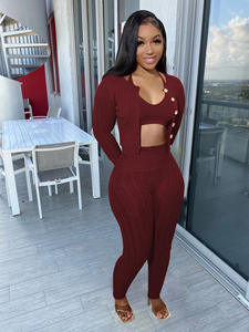 Suéter de punto de otoño e invierno, pantalones, traje informal, abrigo + chaleco, Top con pantalones, ropa de <span class=keywords><strong>mujer</strong></span>, cárdigan y pantalones largos, conjunto de 3 piezas para <span class=keywords><strong>mujer</strong></span> - Product Image 5