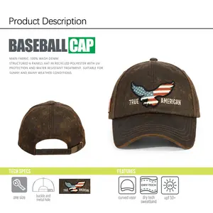 男性用薄型デニム野球帽文字刺繍ロゴユーズド加工ヴィンテージ野球帽付き高品質野球帽