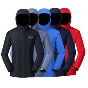 Veste imperméable à capuche avec logo brodé personnalisé, coupe-vent, veste d'extérieur unisexe, uniforme d'équipe, respirante, légère, vêtements de sport - Product Image 4