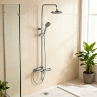 Ensemble de robinet de lavabo et de douche en laiton moderne, mitigeur à levier unique pour eau chaude/froide, pour salle de bain, montage mural de qualité supérieure, 5 ans
