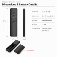 Remote Kontrol Suara Pintar IR BLE Protokol Ganda untuk Pemutar Video, Android TV Box OEM ODM
