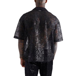 Camicie da <span class=keywords><strong>uomo</strong></span> di alta qualità personalizzate Plus Size produttore Texture Button up puro <span class=keywords><strong>pizzo</strong></span> floreale <span class=keywords><strong>camicia</strong></span> oversize per gli uomini - Product Image 5
