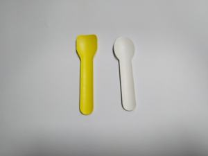 Cucchiaio Gelato Mini colorato usa e getta per Gelato testa quadrata piccolo cucchiaio di carta gialla - Product Image 3