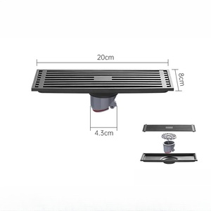 Siphon de sol carré moderne 10 cm noir mat anti-odeur et anti-insectes pour salle de bain avec valve à joint profond - Product Image 3