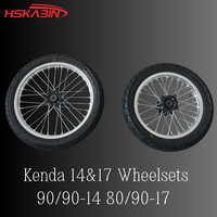 Roues et pneus à rayons chromés HSKABIN 14/17 pouces pour moto électrique Yozma Strike Shadow, ensemble supermotard de rue