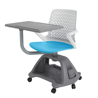 Chaise de formation moderne pour étudiants Roues pivotantes en plastique Mobilier scolaire pour utilisation en classe pour l'école de la tablette d'écriture Node