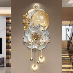 Moderne Luxus kreative 3D Blume Wand dekoration für Wohnzimmer Schlafzimmer Büro Gold LED Licht Kristall Dekoration Malerei - Product Image 4