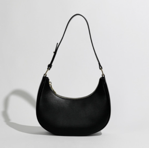 Sac à bandoulière demi-lune beige en cuir PU, sac à main sous le bras avec fermeture éclair et sangle unique pour usage quotidien - Product Image 1