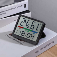 Termómetro de interior con pantalla LCD grande, práctico monitor de temperatura, indicador de confort del aire, reloj digital de escritorio para el hogar