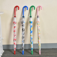 Parapluie transparent pour enfants en POE écologique, imprimé de fruits mignons, avec long manche droit, idéal comme cadeau pour enfants