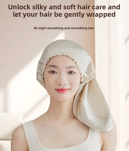 Bonnet de nuit en soie de mûrier à cheveux longs, vente en gros d'usine, bonnet de sommeil élastique réglable, personnalisation de bonnets de sommeil à longue queue pour femmes - Product Image 4