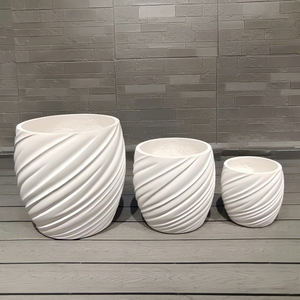 High Quality Elegant White Fiber Clay Tall Flower Pot Kit Eco-Friendly 30L Pack Lightweight Durable Modern Drainage Hole Floor - Product Image 1