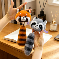 Porte-clés unisexe authentique en gros, adorable jouet en peluche Panda sur le thème du zoo, pendentif créatif en forme de raton laveur, poupée de dessin animé 23cm en coton PP