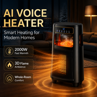 Chauffage Électrique Portable Autonome à Chauffage Rapide, Contrôlé par la Voix (IA), Oscillant, avec Humidification, 1500-2000W, Couverture 21-30m²