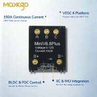 MAXKGO MINI FSESC6.8 Plus VESC6 ESC 4-12S 150A FOC BLDC Contrôleur de moteur programmable CAN UART pour E-Skateboard E-Bike