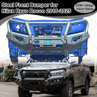 Pare-chocs avant Armando neuf pour Hilux Revo Rocco Facelift 2021-2023 avec support de treuil à LED, fixation par boulons, noir, accessoires 4x4