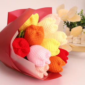 Stelo fatto a mano rosa all'ingrosso fiori fatti a mano all'uncinetto colorati - Product Image 2