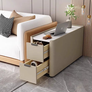 Modern Console <b>Table</b> 30cm Wide Solid Wood With <b>Marble</b> Top Storage Drawer For Living Room Sofa <b>Side</b> Use - Product Image 1