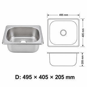 Fregadero de Cocina Cuadrado de Acero Inoxidable de Una Sola Cubeta TADT Premium, Superficie Satinada Cepillada, Instalación en Encimera, Diseño Moderno para - Product Image 2