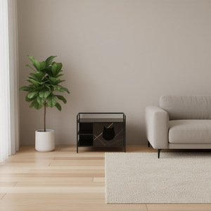 Recipiente Oculto para Arena de Gatos, Rectangular Negro Antiguo, 65 L, Aleación Metálica, Accesorio de Limpieza para Mascotas - Product Image 2