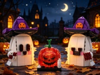 Ensembles de blocs de construction Magie d'Halloween : Chapeau de Sorcier et Fantôme, DIY, personnalisables, pour collection, exposition, cadeau et décoration