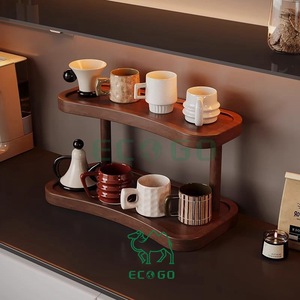 Moso Bamboo Double <b>Tier</b> Standing Type Multifunction Durable Waterproof Coffee Station Organizer Countertop Storage <b>Shelf</b> Kitchen - Product Image 1
