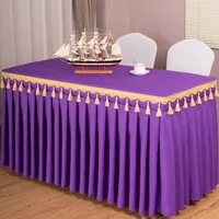 Jupe de table de mariage rouge à volants Jane Love, 10 cartons, fournitures tissées OEM d'usine, pour événements et fêtes