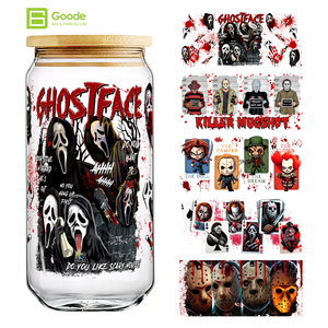 Pegatina <span class=keywords><strong>de</strong></span> transferencia Goode Tumbler impermeable con diseño <span class=keywords><strong>de</strong></span> esqueleto, payaso, pánico, gritos y <span class=keywords><strong>miedo</strong></span>, personalizable, UV DTF, para envolturas <span class=keywords><strong>de</strong></span> vasos <span class=keywords><strong>de</strong></span> vidrio <span class=keywords><strong>de</strong></span> 16 oz - Product Image 1