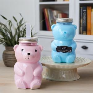 500mlクリエイティブベアパンダ型プラスチックドリンク容器ミルクティーPETジュース飲料キャンディーボトルスクリューキャップ付き - Product Image 3