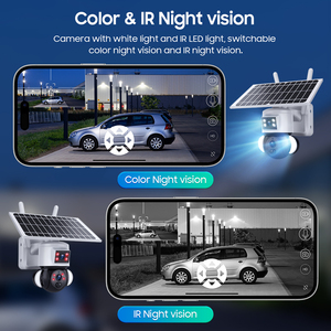 Biểu tượng tùy chỉnh Panorama IP CCTV ngoài trời ống kính kép Dome Camera 6MP 4 gam Sim Thẻ năng lượng mặt trời Pin Đèn pha CMOS Dome Camera máy ảnh - Product Image 3