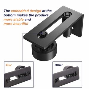 8 Setup Options Black Barn Door <b>Floor</b> Guide Wall-Mounted Adjustable Stay <b>Roller</b> Flush Design Curtain Poles Tracks Accessories - Product Image 3