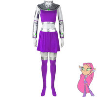 Costume de princesse Starfire violet pour femmes et adolescentes d'Halloween MARV-010 avec des robes d'anime