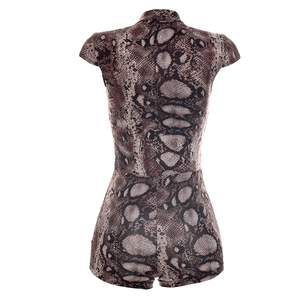 Viviblook J26RP251 Mono corto informal de verano para mujer con cuello alto y botones estampados - Product Image 6