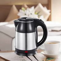 Bouilloire électrique minimaliste en plastique noir pour hôtel 1500W Bouilloire électrique en acier SS304 1.8 L 0.28mm pour eau bouillante