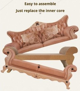 Kursi Sofa Kucing & Anjing Retro, Alas Garukan Kertas Bergelombang, Tempat Tidur Hewan Peliharaan, Perakitan Mudah, Penggunaan Dalam Ruangan - Product Image 5