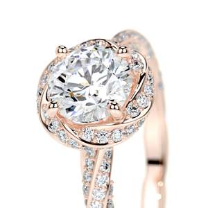 Abiding Igi Certifié CVD HPHT VS Lab Diamond 9K 14K <span class=keywords><strong>18K</strong></span> Solid Rose Gold Twisted Halo & Shank 1 Carat Moissanite Bague de fiançailles - Product Image 2
