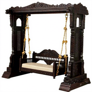 Columpio de madera de teca tallada a mano Jhoola para sala de estar DST Exports Nueva llegada Tamaño personalizado Durable Madera Marrón Jhula Muebles para el hogar - Product Image 1