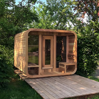 Sauna luar ruangan tradisional dengan tempat duduk teras kualitas Kanada kayu Cedar merah bahan kayu Solid untuk vila