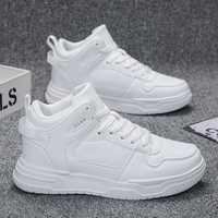 Baskets montantes en cuir pour hommes, grandes tailles US 15 16 EUR 49 50, blanches, respirantes, de qualité supérieure, avec soutien de la cheville, pour le skateboard et le sport
