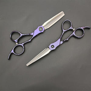 Tijeras de Peluquería Personalizadas de 6 Pulgadas, Tijeras de Entresacar para Diestros, Acabado Morado, Hoja Estándar - Product Image 2