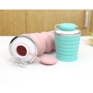 Portable Silicone Collapsable Bottle Plastic Folding Bottle Bulk Tumbler Silicone Foldable Camping Water Bottle With Lids