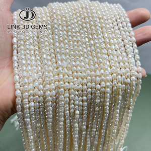 Jd Chất Lượng Cao 3.5-4Mm Nước Ngọt Tự Nhiên Baroque Ngọc Trai Đính Cườm Threaded Nhỏ Gạo Hạt Ngọc Trai Cho Đồ Trang Sức Làm Loose Ngọc Trai - Product Image 1