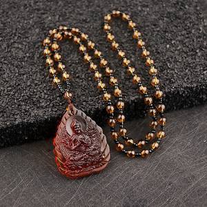 Manjushri Bodhisattva Anhänger grün Tara Medizin Buddha Guanyin Anhänger Halskette für Herren traditionelle chinesische Glasur-Halsband - Product Image 5