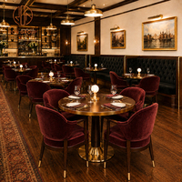 Ron Group Samt-Hochlehner-Sitzbank mit Rundem Holztisch Ergonomischer Kommerzieller Stuhl Maßgefertigtes Restaurant-Möbelset
