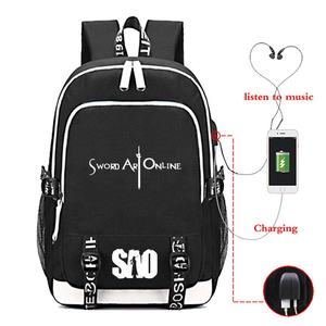 Zaino Impermeabile <span class=keywords><strong>Anime</strong></span> Giapponese SAO, Zaino per Laptop, Zaino da Viaggio con USB, Grande Capacità, Ideale per la <span class=keywords><strong>Scuola</strong></span> - Product Image 3