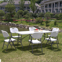 Meistverkaufte Hochwertige Formgepresste Outdoor Leichtgewichtige Camping HDPE Kunststoff Tragbare Bankett Hochzeit Party Klapptisch für Veranstaltungen