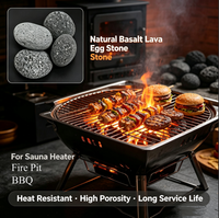 Œuf de lave volcanique en pierre de basalte, forme roulée, résistant à la chaleur, pour barbecue, brasero, cheminée, sauna - Vente en gros