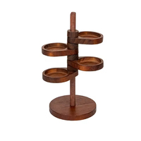 Plateau de rangement en bois créatif à quatre niveaux - Support de maquillage, boucles d'oreilles et colliers, présentoir de plantes succulentes pour bureau